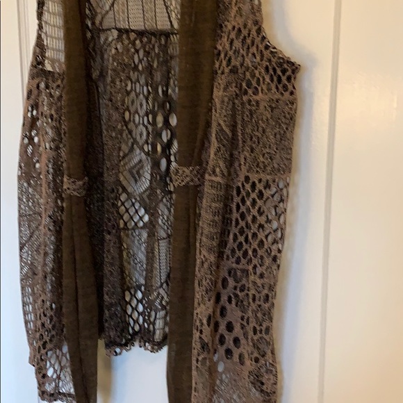 Excellent Open Weave Knit Brown Sweater Vest Large - Picture 2 of 9